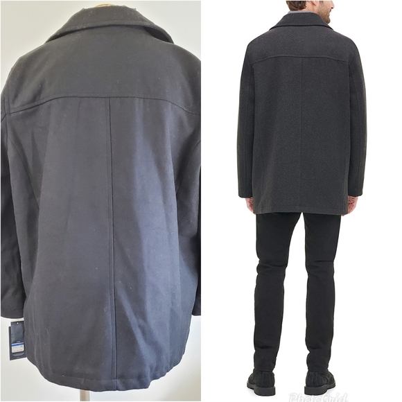 NWT Tommy Hilfiger Gray Melton Car Coat with attached Vest Size XL $275 - Picture 3 of 16